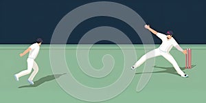 A fielder throwing the ball to the bowler after a fieldin three created with generative AI