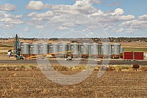 Fields of Australian agiculture with grain silos