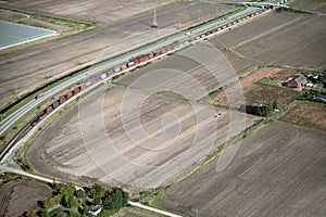 Fields, farms, railroad photo
