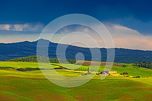 Fields and the hills of Tuscany