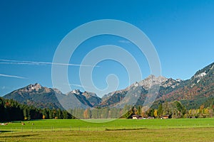 Fields and meadows of Bavarian Alps, Germany