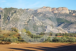 Fields near Camarasa village and Montsec mountains photo