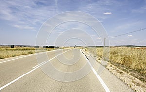 Fields and roads in Castilla-La Mancha