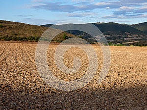 Fields of Spain in Summer, recently reaped and worked