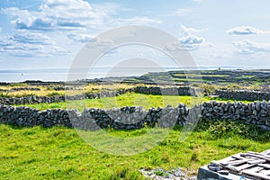 Fields and stone walls in Inisheer Island, Galway County, Ireland