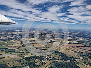 Fields and trees in England viewed from the air