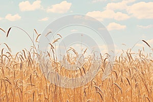 Fields of wheat. Ripe grains. Spikelets of wheat grow in a field on a farm. Wheat crop. Nature of Ukraine.