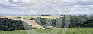 Fields and wiind turbines in german eifel
