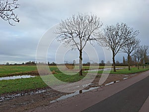 Fields in the Zuidplaspolder at Nieuwerkerk where municipality Zuidplas planned a refugee Shelter