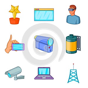 Fieldwork icons set, cartoon style photo