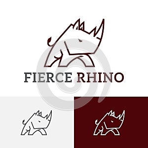 Fierce Alert Rhino Rhinoceros Animal Security Simple Line Logo