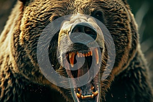 Fierce Angry grizzly roaring. Generate Ai