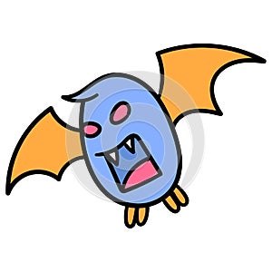 A fierce bat faced beast with sharp teeth. carton emoticon. doodle icon drawing