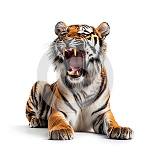 Fierce Bengal Tiger Roaring. Generative ai