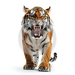 Fierce Bengal Tiger Roaring. Generative ai