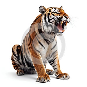 Fierce Bengal Tiger Roaring. Generative ai