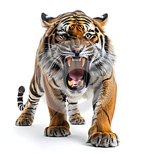 Fierce Bengal Tiger Roaring. Generative ai