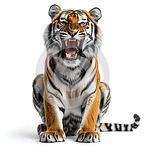 Fierce Bengal Tiger Roaring. Generative ai