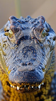 a fierce crocodile staring