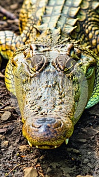 a fierce crocodile staring