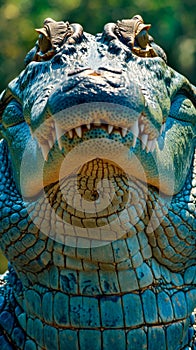 a fierce crocodile staring