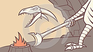 Fierce Dinosaur Claw and Fire in a Prehistoric Scene, vector design Generative AI photo