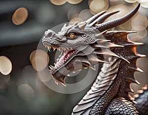 Fierce dragon head close up