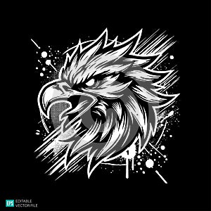 Fierce Eagle Head Grunge Vector Art