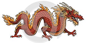 Fierce eastern dragon emblem colorful