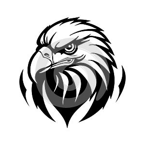 A fierce glyph icon of eagle head symbol