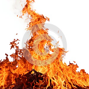 Horrible Fire Flames isolated on white background