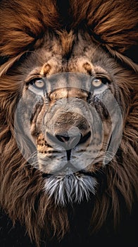 a fierce lion staring