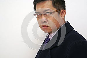 Fierce looking asian man