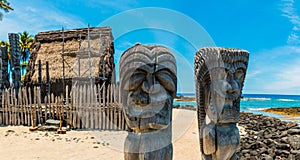 Fierce Looking Kii Guard the Sacred Hale o Keawe Heiau