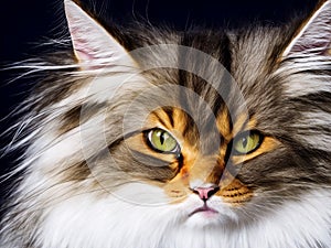 Fierce and Majestic Close-Up of a Siberian Cat
