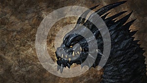 Fierce black dragon head - digital illustration photo