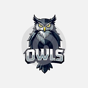 Fierce owl mascot logo with text isolated on white background