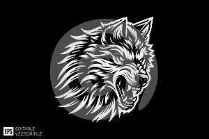 Fierce Roaring Wolf Head Vector Illustration