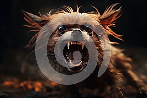 Fierce small dog, aggressive dog, generated by AI