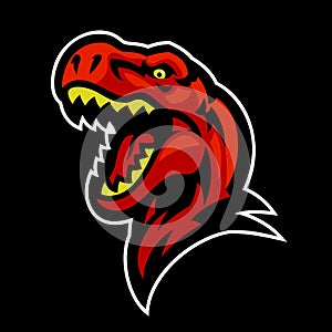 Fierce T-rex Head Mascot Logo Illustration