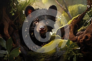 Fierce Tasmanian devil animal jungle creature. Generate Ai