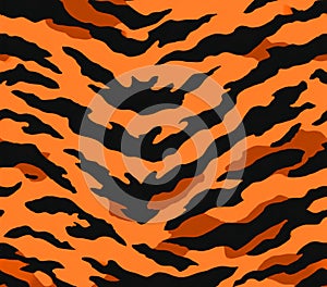 Fierce Tiger Stripe Pattern Vibrant Orange Black Texture