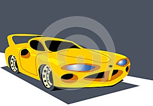 Fierce view of a yellow sports car.