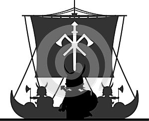 Fierce Viking and Ship