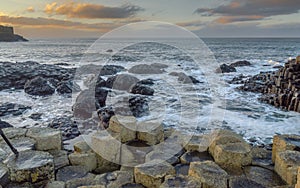 The fierce waves batter the iconic coastline of North Ireland