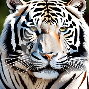 Fierce white tiger - ai generated image