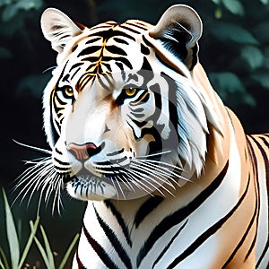 Fierce white tiger - ai generated image