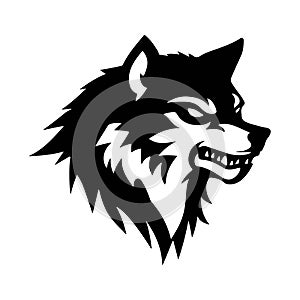 Fierce Wolf Head Vector Illustration.