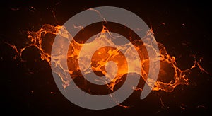 Fiery abstract pattern with bright orange and red hues resembling molten lava or a photo