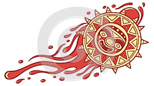 Fiery Abstract Sun Flame Pattern, Dynamic Energy Burst, vector design Generative AI